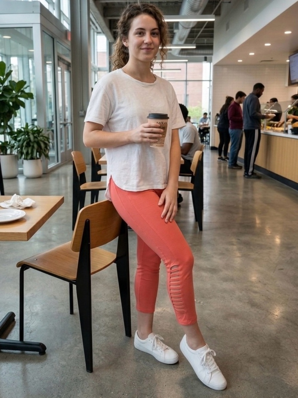 French Laundry Coral Pink Cropped Leggings
